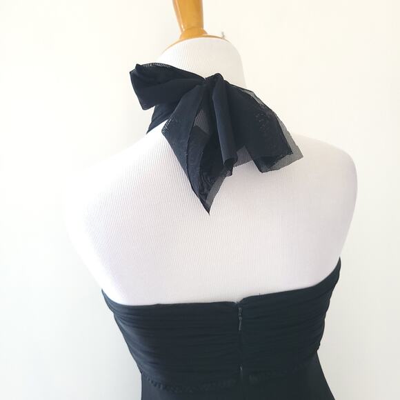 WHBM Strapless Cocktail Party Dress Black Halter Neck Empire Waist 4 - Picture 10 of 12